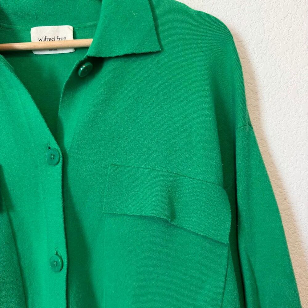 Aritzia Wilfred Free Kelly Green Ronnie Button Down Sweater Women's Size Medium - Picture 3 of 7